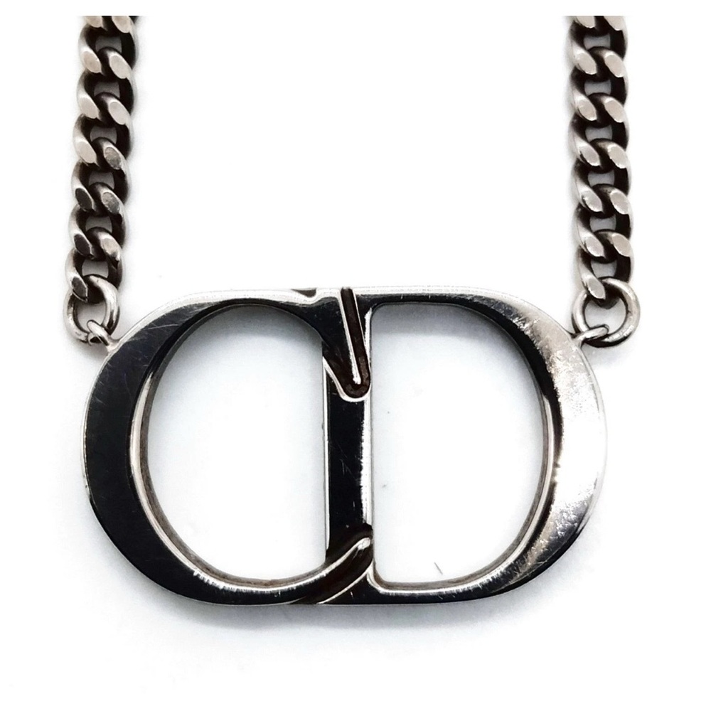 Christian Dior Necklace Silver Authentic Classic CD